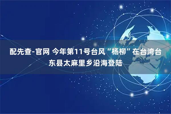 配先查-官网 今年第11号台风“杨柳”在台湾台东县太麻里乡沿海登陆